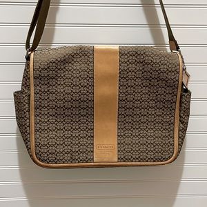 Authentic Coach Brown Monogram Jacquard Messenger Bag